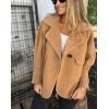 imagechouyatou Womens Retro Lapel Double Breasted Wool Coat Business Casual Wool Blend Pea Coat OvercoatKhaki