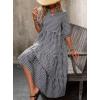 imagechouyatou Womens Retro Plaid Ruffle Hem Dress Puff Lantern Sleeve Notch Neck Gingham Tiered Midi Long DressBlack