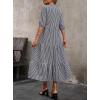 imagechouyatou Womens Retro Plaid Ruffle Hem Dress Puff Lantern Sleeve Notch Neck Gingham Tiered Midi Long DressBlack
