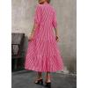 imagechouyatou Womens Retro Plaid Ruffle Hem Dress Puff Lantern Sleeve Notch Neck Gingham Tiered Midi Long DressRed