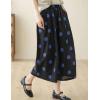 imagechouyatou Womens Retro Polka Dot Wide Leg Baggy Pants Elastic Waist Capri Palazzo Pants Culottes with PocketsBlack