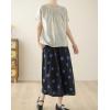 imagechouyatou Womens Retro Polka Dot Wide Leg Baggy Pants Elastic Waist Capri Palazzo Pants Culottes with PocketsBlack
