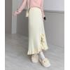imagechouyatou Womens Sexy Mermaid Ruffle Hem Skirt Elastic Waist High Low Midi Long Knitted SkirtApricot
