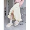 imagechouyatou Womens Sexy Mermaid Ruffle Hem Skirt Elastic Waist High Low Midi Long Knitted SkirtApricot
