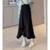 imagechouyatou Womens Sexy Mermaid Ruffle Hem Skirt Elastic Waist High Low Midi Long Knitted SkirtBlack