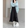 imagechouyatou Womens Sexy Mermaid Ruffle Hem Skirt Elastic Waist High Low Midi Long Knitted SkirtBlack