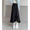 imagechouyatou Womens Sexy Mermaid Ruffle Hem Skirt Elastic Waist High Low Midi Long Knitted SkirtBlack