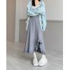 imagechouyatou Womens Sexy Mermaid Ruffle Hem Skirt Elastic Waist High Low Midi Long Knitted SkirtGray