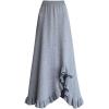 imagechouyatou Womens Sexy Mermaid Ruffle Hem Skirt Elastic Waist High Low Midi Long Knitted SkirtGray