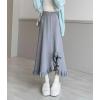imagechouyatou Womens Sexy Mermaid Ruffle Hem Skirt Elastic Waist High Low Midi Long Knitted SkirtGray
