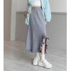 imagechouyatou Womens Sexy Mermaid Ruffle Hem Skirt Elastic Waist High Low Midi Long Knitted SkirtGray