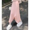 imagechouyatou Womens Sexy Mermaid Ruffle Hem Skirt Elastic Waist High Low Midi Long Knitted SkirtPink