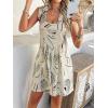 imagechouyatou Womens Sexy Tie Knot Strap bib Overalls Shorts Boho Floral Printed Wide Leg Jumpsuit RompersApricot
