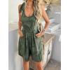 imagechouyatou Womens Sexy Tie Knot Strap bib Overalls Shorts Boho Floral Printed Wide Leg Jumpsuit RompersArmy Green