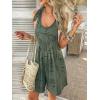 imagechouyatou Womens Sexy Tie Knot Strap bib Overalls Shorts Boho Floral Printed Wide Leg Jumpsuit RompersArmy Green