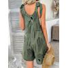 imagechouyatou Womens Sexy Tie Knot Strap bib Overalls Shorts Boho Floral Printed Wide Leg Jumpsuit RompersArmy Green