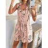 imagechouyatou Womens Sexy Tie Knot Strap bib Overalls Shorts Boho Floral Printed Wide Leg Jumpsuit RompersPink