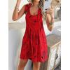 imagechouyatou Womens Sexy Tie Knot Strap bib Overalls Shorts Boho Floral Printed Wide Leg Jumpsuit RompersRed