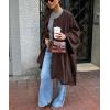imagechouyatou Womens Single Breasted Faux Suede Leather Jacket Batwing Sleeve Slouchy Suede Leather Mid Long Trench CoatCoffee Brown
