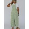 imagechouyatou Womens Sleeveless Plaid Wide Leg Bib Overall Casual Loose Gingham Jumpsuits with PocketsGreen