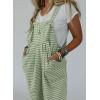 imagechouyatou Womens Sleeveless Plaid Wide Leg Bib Overall Casual Loose Gingham Jumpsuits with PocketsGreen