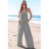 imagechouyatou Womens Sleeveless Plaid Wide Leg Palazzo Overall Checker Boho Bib Jumpsuits with PocketsBlack