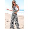 imagechouyatou Womens Sleeveless Plaid Wide Leg Palazzo Overall Checker Boho Bib Jumpsuits with PocketsBlack