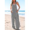imagechouyatou Womens Sleeveless Plaid Wide Leg Palazzo Overall Checker Boho Bib Jumpsuits with PocketsBlack
