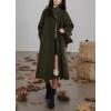imagechouyatou Womens Stand Collar Midi Long Wool Coats Fall Winter Single Breasted Trench Coat PeacoatArmy Green
