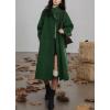 imagechouyatou Womens Stand Collar Midi Long Wool Coats Fall Winter Single Breasted Trench Coat PeacoatGreen