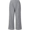 imagechouyatou Womens Striped Wide Leg Cotton Linen Pants Elastic Waist Loose Palazzo Trousers with PocketsBlack