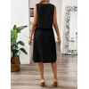 imagechouyatou Womens Summer 2 Piece Outfits Button Crop Tank Top Pleated Midi Skirt Matching SetBlack