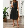 imagechouyatou Womens Summer 2 Piece Outfits Button Crop Tank Top Pleated Midi Skirt Matching SetBlack