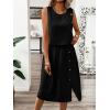 imagechouyatou Womens Summer 2 Piece Outfits Button Crop Tank Top Pleated Midi Skirt Matching SetBlack