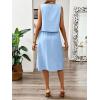 imagechouyatou Womens Summer 2 Piece Outfits Button Crop Tank Top Pleated Midi Skirt Matching SetLight Blue