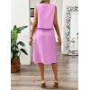 imagechouyatou Womens Summer 2 Piece Outfits Button Crop Tank Top Pleated Midi Skirt Matching SetPink