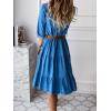 imagechouyatou Womens Summer Casual Denim Shirt Dress Tiered ALine Midi Button Down Jean DressBlue
