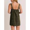 imagechouyatou Womens Summer Leopard Print Short Denim Overall Dress Sleeveless Square Neck Mini Jean Jumper DressGreen Leopard