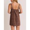 imagechouyatou Womens Summer Leopard Print Short Denim Overall Dress Sleeveless Square Neck Mini Jean Jumper DressKhaki Leopard