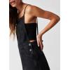 imagechouyatou Womens Summer Loose Wide Leg Denim Bib Overalls Y2k Baggy Cropped Jeans JumpsuitsBlack