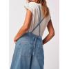imagechouyatou Womens Summer Loose Wide Leg Denim Bib Overalls Y2k Baggy Cropped Jeans JumpsuitsBlue