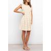 imagechouyatou Womens Summer Ruffle Puff Sleeve Babydoll Dress Cute Gingham Plaid Printed Tiered Midi DressKhaki