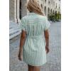 imagechouyatou Womens Summer Stripe Midi Long Shirt Dress Short Sleeve Button Down Tunic Dress with BeltGreen