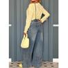 imagechouyatou Womens Tie Knot Strap Bib Denim Overall Casual Loose Wide Leg Barrel Jeans Pocketed JumpsuitsDenim Blue