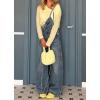 imagechouyatou Womens Tie Knot Strap Bib Denim Overall Casual Loose Wide Leg Barrel Jeans Pocketed JumpsuitsDenim Blue
