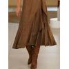 imagechouyatou Womens Vintage Corduroy Mermaid Skirt ALine Irregular Ruffle Hem Fishtail Midi Long SkirtBrown