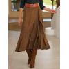 imagechouyatou Womens Vintage Corduroy Mermaid Skirt ALine Irregular Ruffle Hem Fishtail Midi Long SkirtBrown
