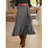 imagechouyatou Womens Vintage Corduroy Mermaid Skirt ALine Irregular Ruffle Hem Fishtail Midi Long SkirtGray