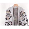 imagechouyatou Womens Western Aztec Print Open Front Long Cardigan Sweaters with PocketsGray
