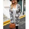 imagechouyatou Womens Western Aztec Print Open Front Long Cardigan Sweaters with PocketsGray